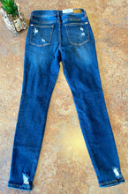 Load image into Gallery viewer, DARK PATCH MID-RISE DISTRESSED DARK WASH SKINNY JEANS | JUDY BLUE - THAW Boutique