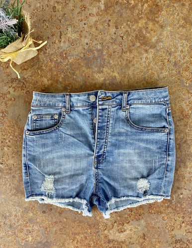 FUNDAY LIGHT BLUE BUTTON FLY SHORT - THAW Boutique 