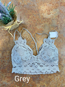 FLOWER LACE BRALETTE | GREY - THAW Boutique 