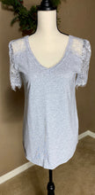 Load image into Gallery viewer, LACE SLEEVE HEATHER TEE - THAW Boutique 
