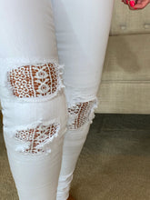 Load image into Gallery viewer, LACE DETAIL WHITE HIGH WAIST SKINNY JEANS | JUDY BLUE - THAW Boutique 
