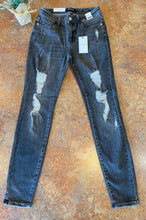 Load image into Gallery viewer, GREY MID-RISE DISTRESSED SKINNY JEANS | JUDY BLUE - THAW Boutique 
