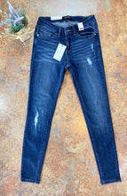 Load image into Gallery viewer, MID-RISE DARK WASH W/ MILD DISTRESSED SKINNY JEANS | JUDY BLUE - THAW Boutique 
