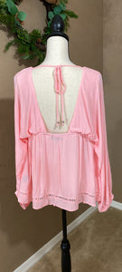 PINK BUBBLE SLEEVE TOP - THAW Boutique 