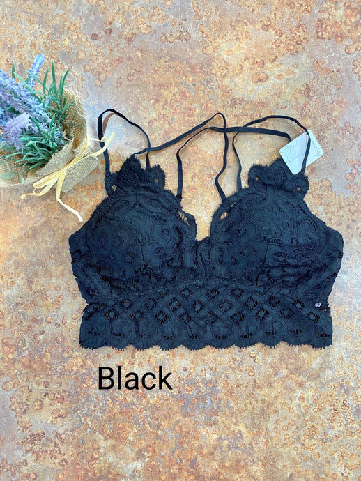 FLOWER LACE BRALETTE | BLACK - THAW Boutique 