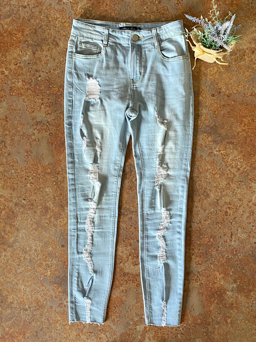 GOOD ALL ROUND DISTRESSING SKINNY JEAN| BLUE AGE - THAW Boutique 