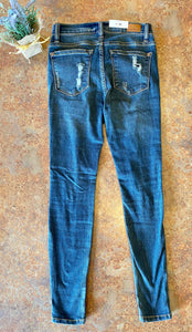 MID-RISE DISTRESSED DARK WASH SKINNY JEANS | JUDY BLUE - THAW Boutique 