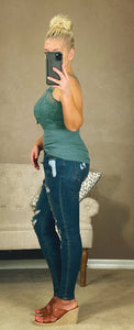 MID-RISE DISTRESSED DARK WASH SKINNY JEANS | JUDY BLUE - THAW Boutique 