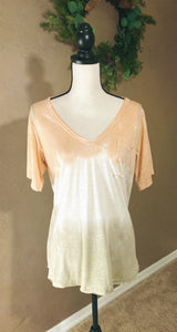 CREAMY CANTALOUPE TIE DYE TOP - THAW Boutique 