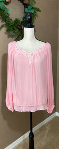 PINK BUBBLE SLEEVE TOP - THAW Boutique 