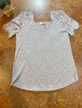 Load image into Gallery viewer, LACE SLEEVE HEATHER TEE - THAW Boutique 
