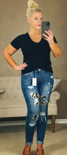 Load image into Gallery viewer, LEOPARD DETAIL MID RISE SKINNY JEANS | JUDY BLUE - THAW Boutique 
