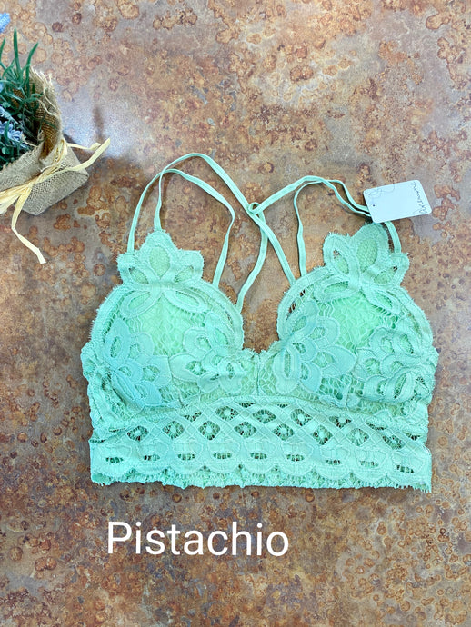 FLOWER LACE BRALETTE | PISTACHIO - THAW Boutique 