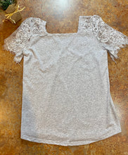 Load image into Gallery viewer, LACE SLEEVE HEATHER TEE - THAW Boutique 
