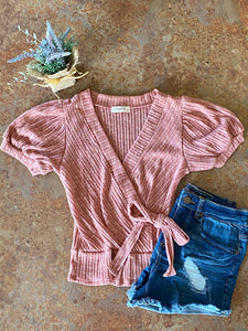 BLUSH TO MY CHEEKS FRONT TIE TOP - THAW Boutique 