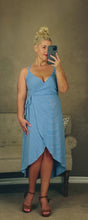 Load image into Gallery viewer, STRIPPED BLUE SKIES WRAP DRESS - THAW Boutique 
